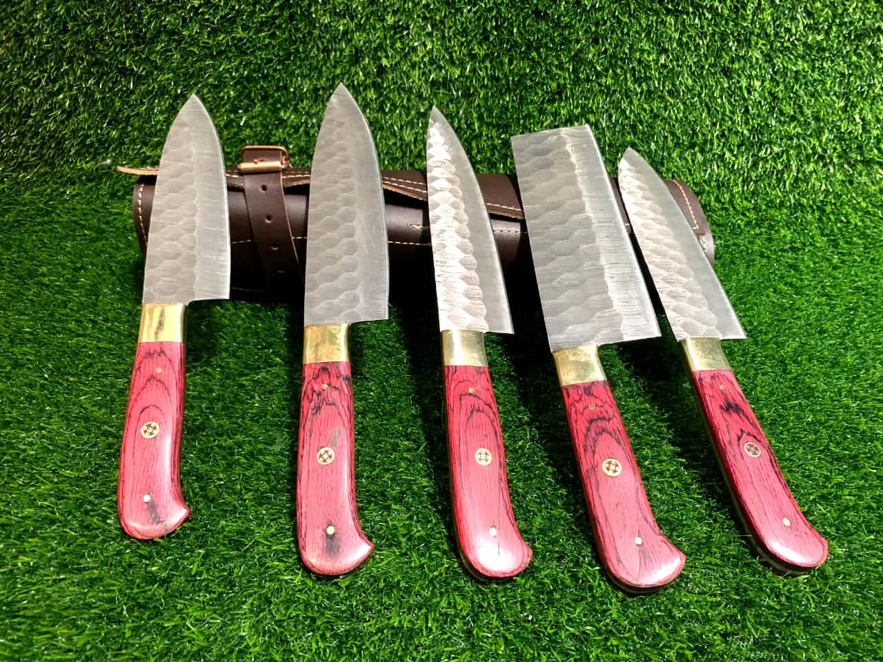 Handmade Damascus Steel Chef Knife Set with Wood Handle