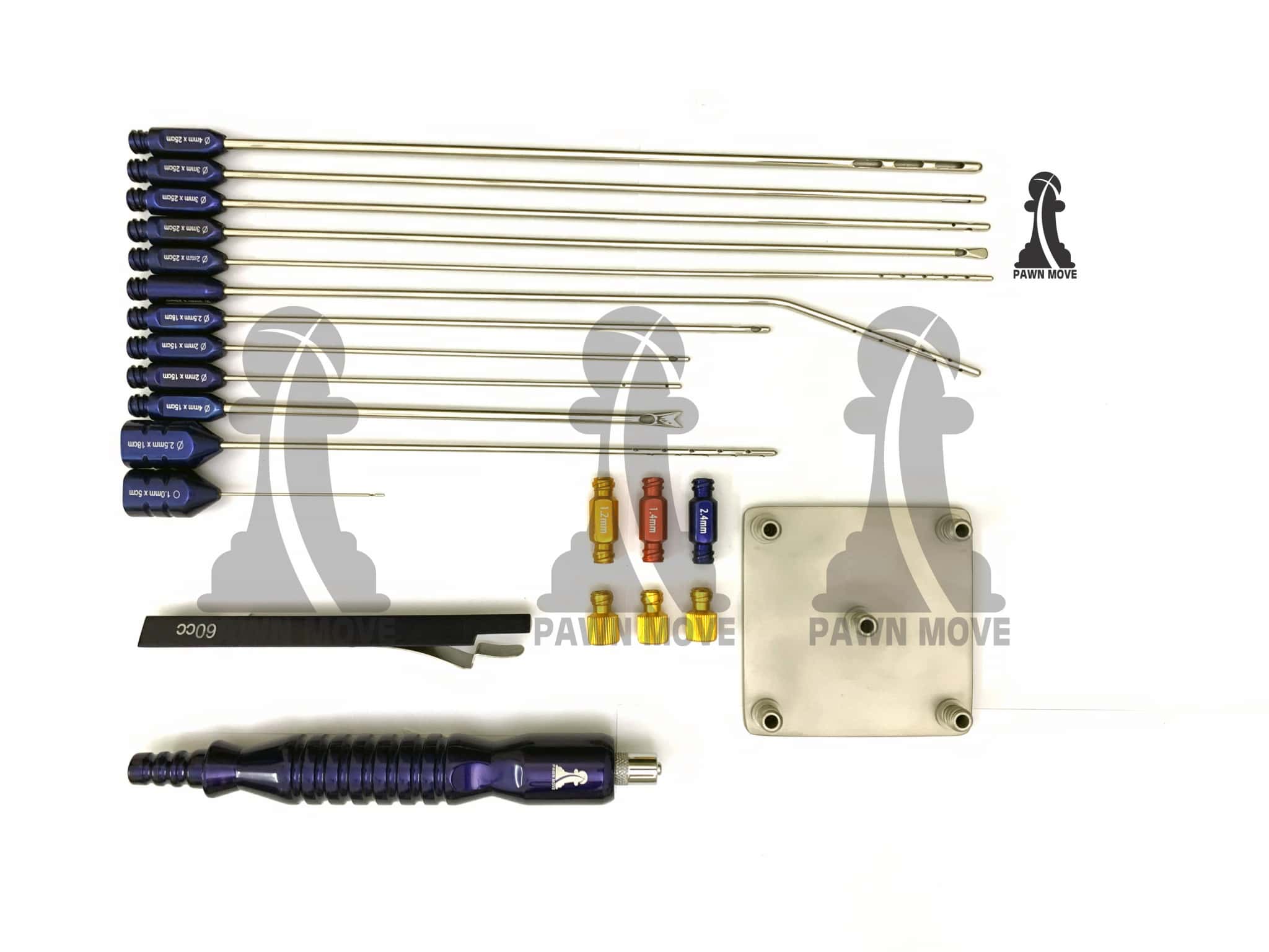 21-Piece Liposuction Cannula Set with Syringe Stand