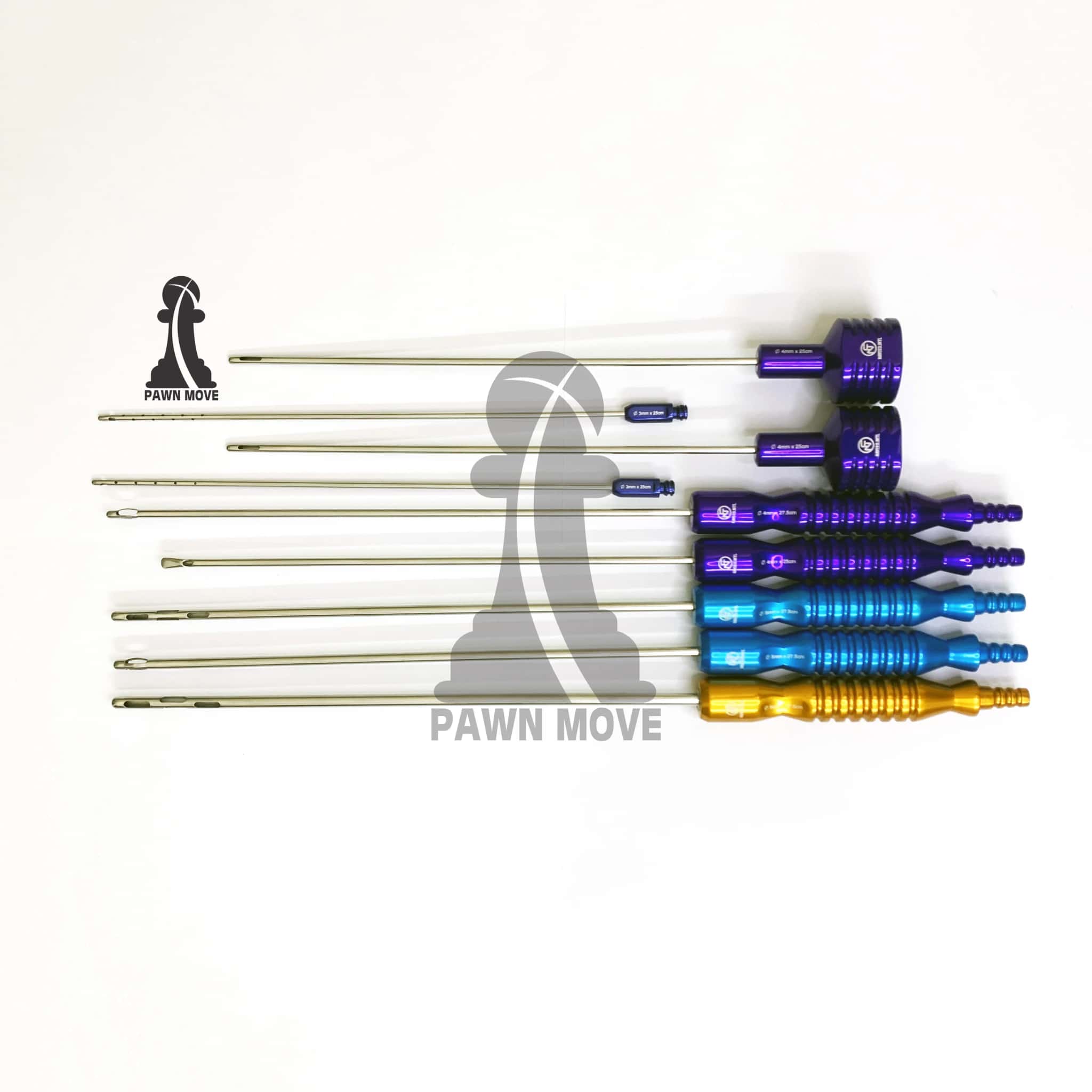 9-Piece Liposuction Cannula Kit with Fixed Handle, Tomy Hub, Luer Lock