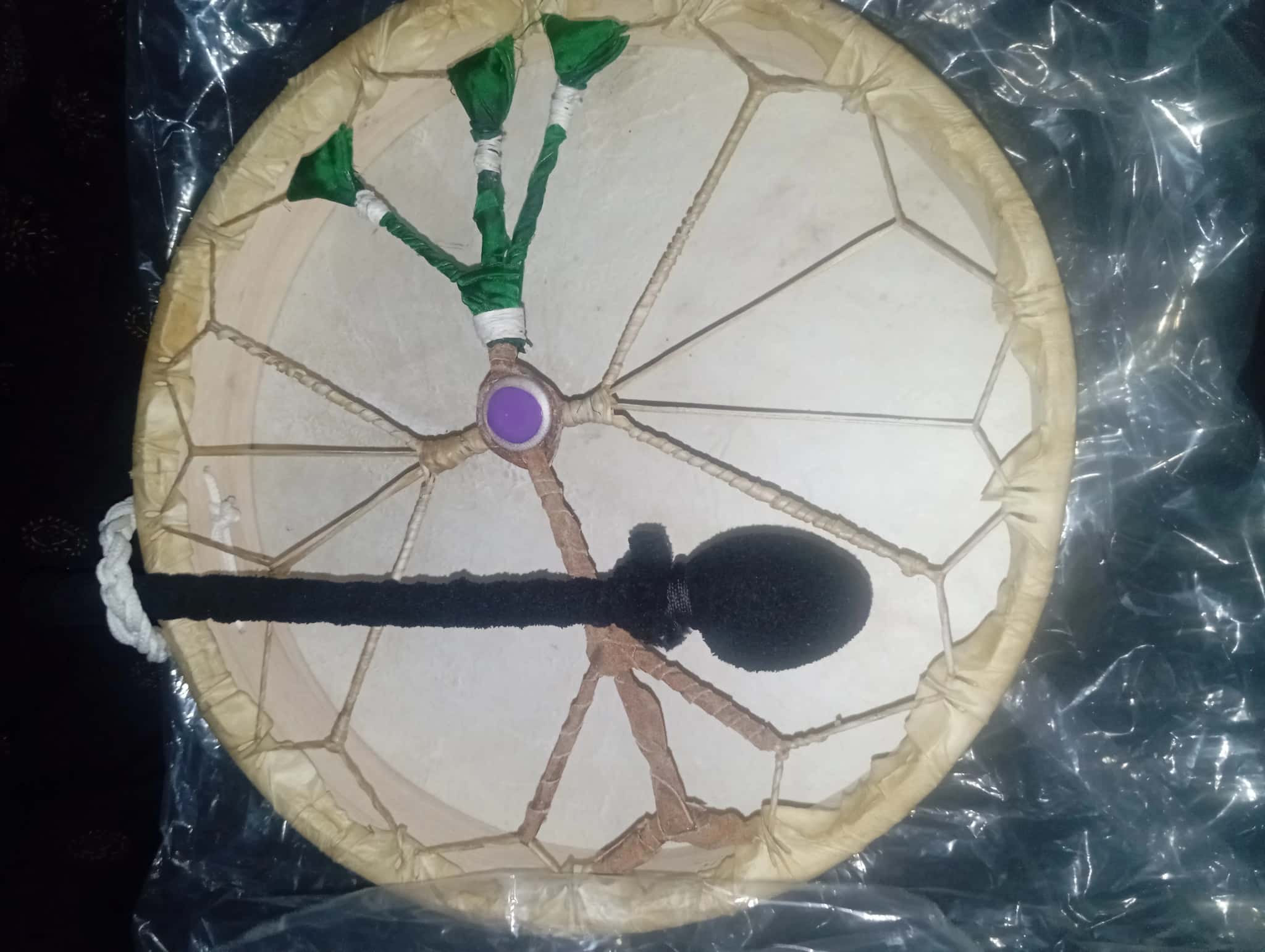 ADME Leather Industry 16" Goatskin Shamanic Frame Drum with Padded Beater – Natural Hide Round Hand Drum for Ceremony, Meditation & Percussion