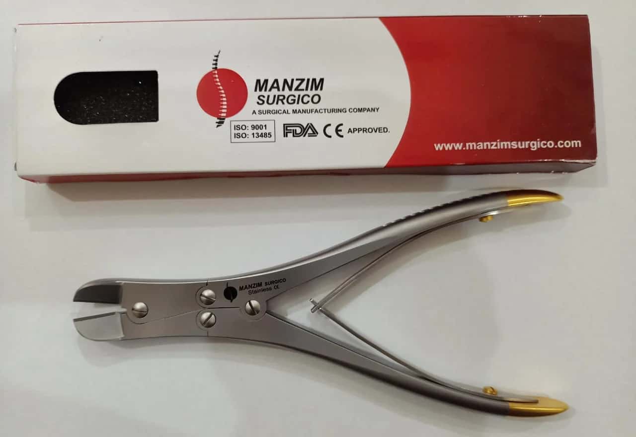 Manzim Surgico 18cm Stainless Steel Wire Cutter with Spring Return & Broad Cutting Jaws