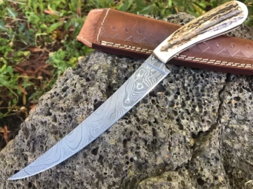 Elegant Handmade Damascus Steel Fillet Knife With Leather Sheath - SLL123