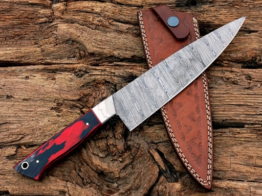 High Quality Handmade Hand Forged Damascus Steel Chef Knife With Wood & Resin Handle -SLL118